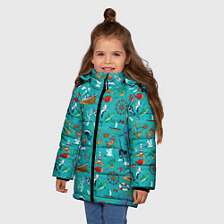 Куртка зимняя для девочки Морские обитатели, цвет: 3D-черный — фото 2