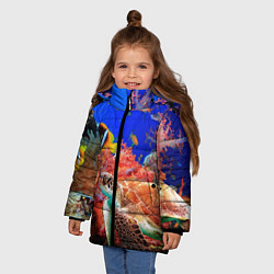 Куртка зимняя для девочки Морская черепаха, цвет: 3D-светло-серый — фото 2