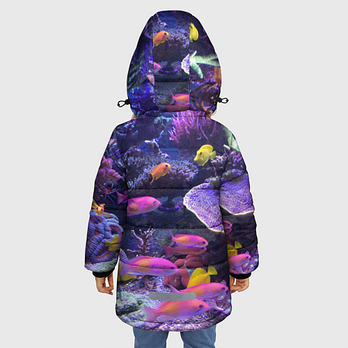 Зимняя куртка для девочки Коралловые рыбки / 3D-Светло-серый – фото 4