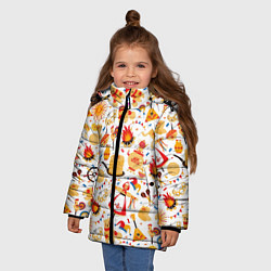 Куртка зимняя для девочки Славянская символика, цвет: 3D-черный — фото 2