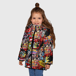 Куртка зимняя для девочки Логотипы Аниме Мультиков, цвет: 3D-черный — фото 2