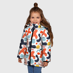 Куртка зимняя для девочки Абстрактные цветные пятна, цвет: 3D-черный — фото 2