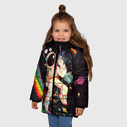 Куртка зимняя для девочки Космонавт, цвет: 3D-черный — фото 2