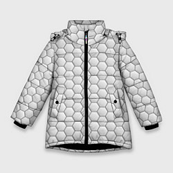 Куртка зимняя для девочки Белая броня на тёмном фоне, цвет: 3D-черный