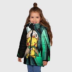 Куртка зимняя для девочки Пикачу в костюме совы, цвет: 3D-черный — фото 2