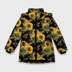 Зимняя куртка для девочки Fashion Sunflowers and bees