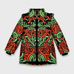 Куртка зимняя для девочки Щупальца пришельца, цвет: 3D-черный