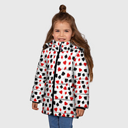 Куртка зимняя для девочки Карточные Масти, цвет: 3D-черный — фото 2