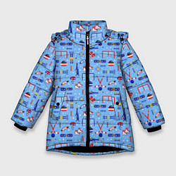 Куртка зимняя для девочки Зимние виды спорта, цвет: 3D-черный