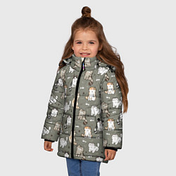 Куртка зимняя для девочки Кошечки с рыбками, цвет: 3D-светло-серый — фото 2