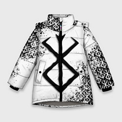Куртка зимняя для девочки БЕРСЕРК logo чб, цвет: 3D-светло-серый