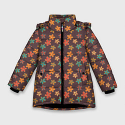 Зимняя куртка для девочки Цветы Разные