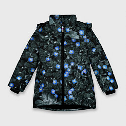 Куртка зимняя для девочки Маленькие ЦветЫ, цвет: 3D-черный