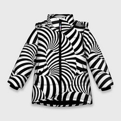 Куртка зимняя для девочки Гипнотическая абстракция, цвет: 3D-черный