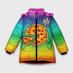 Куртка зимняя для девочки D j Пицца, цвет: 3D-черный