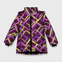Куртка зимняя для девочки Абстракция-2, цвет: 3D-черный