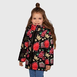 Куртка зимняя для девочки Корона и розы, цвет: 3D-светло-серый — фото 2