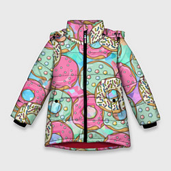 Куртка зимняя для девочки РазНоцветные Пончики, цвет: 3D-красный