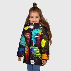 Куртка зимняя для девочки Красочные кубы, цвет: 3D-черный — фото 2