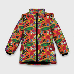 Куртка зимняя для девочки Казино, цвет: 3D-черный