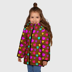 Куртка зимняя для девочки Сердечки разноцветные, цвет: 3D-светло-серый — фото 2