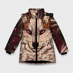 Куртка зимняя для девочки Красивая Волчица, цвет: 3D-черный