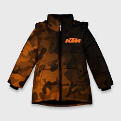 Куртка зимняя для девочки KTM КТМ CAMO RACING, цвет: 3D-черный
