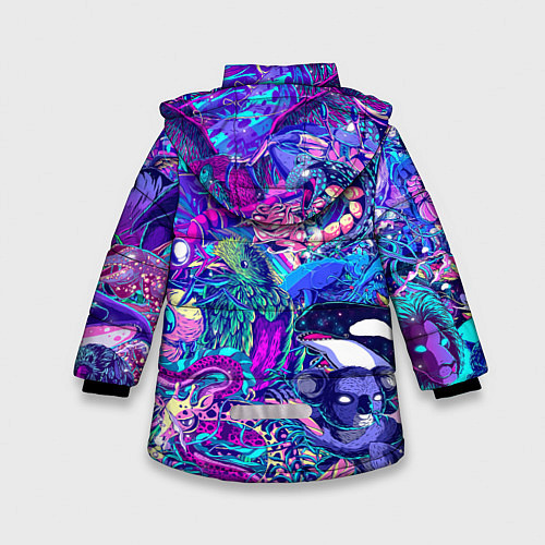 Зимняя куртка для девочки Неоновые Звери / 3D-Красный – фото 2