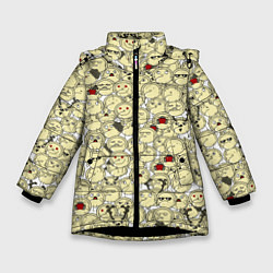 Куртка зимняя для девочки Пельмени, цвет: 3D-черный