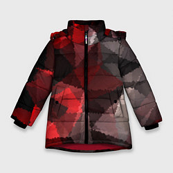 Зимняя куртка для девочки Серо-красная абстракция