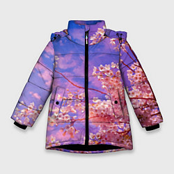 Куртка зимняя для девочки Сакура, цвет: 3D-черный