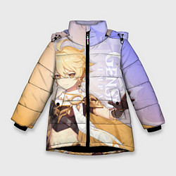 Куртка зимняя для девочки Genshin Impact, Путешественник, цвет: 3D-черный