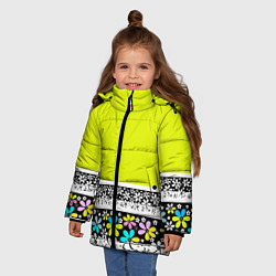 Куртка зимняя для девочки Яркий цветочный узор, цвет: 3D-светло-серый — фото 2