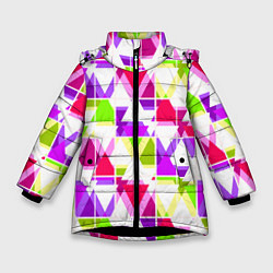 Куртка зимняя для девочки Абстрактный яркий узор, цвет: 3D-черный