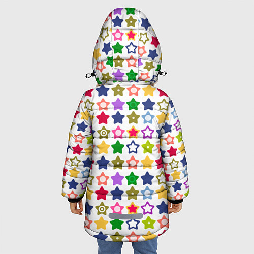 Зимняя куртка для девочки Разноцветные звездочки / 3D-Светло-серый – фото 4