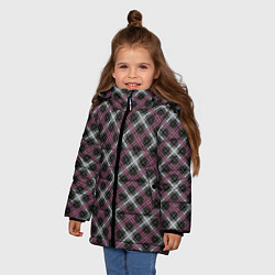 Куртка зимняя для девочки Темный серый узор в клетку, цвет: 3D-черный — фото 2