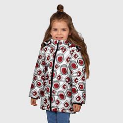 Куртка зимняя для девочки Красно черный узор на белом, цвет: 3D-красный — фото 2
