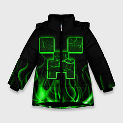 Куртка зимняя для девочки MINECRAFT TEXTURE FIRE, цвет: 3D-черный