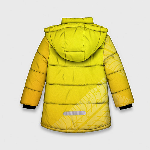 Зимняя куртка для девочки BMW СЛЕДЫ ШИН БМВ / 3D-Красный – фото 2