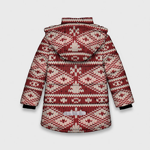 Зимняя куртка для девочки Вязаный рисунок / 3D-Светло-серый – фото 2
