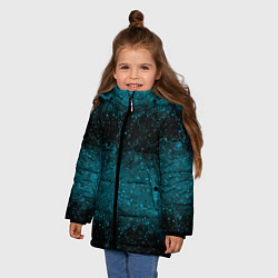 Куртка зимняя для девочки Черно-синие блестки, цвет: 3D-светло-серый — фото 2