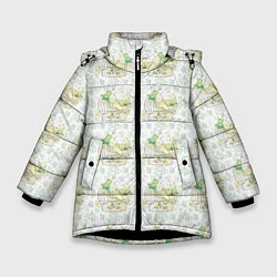 Куртка зимняя для девочки Канарейки в клетках, цвет: 3D-черный