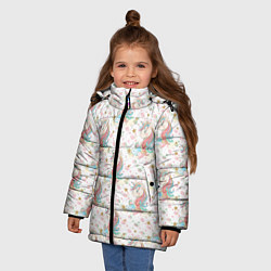 Куртка зимняя для девочки Единороги паттерном, цвет: 3D-черный — фото 2