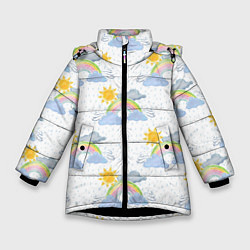 Куртка зимняя для девочки Погода, цвет: 3D-черный