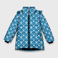 Куртка зимняя для девочки Снеговик Хоккей, цвет: 3D-черный