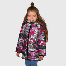 Куртка зимняя для девочки Именной камуфляж Лена, цвет: 3D-красный — фото 2