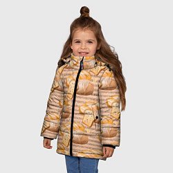 Куртка зимняя для девочки Выпечка - хлеб и булочки, цвет: 3D-черный — фото 2