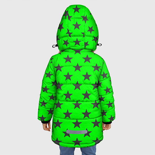 Зимняя куртка для девочки Звездный фон зеленый / 3D-Светло-серый – фото 4