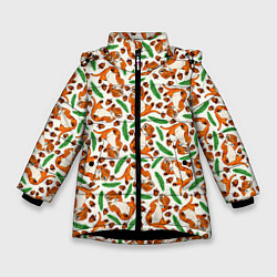 Зимняя куртка для девочки Тигрята, еловые ветки и желуди