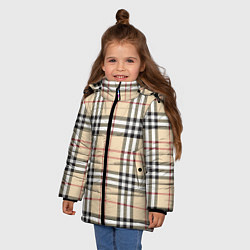 Куртка зимняя для девочки Клетчатый принт в стиле Burberry, цвет: 3D-красный — фото 2
